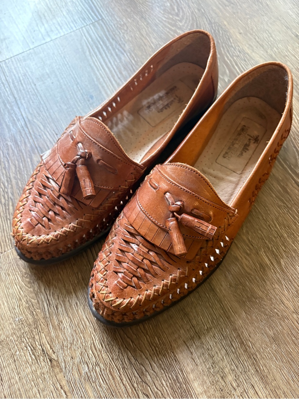 Vintage Woven brown Tassel Loafers W9.5/M8